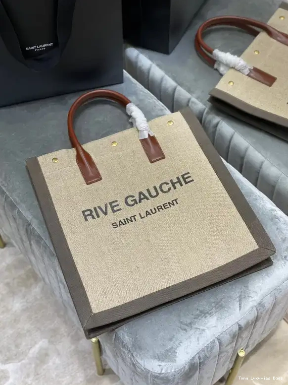 Tony Luxuries IN YSL AND RIVE COTTON SHOPPING N GAUCHE BAG S LINEN 0528